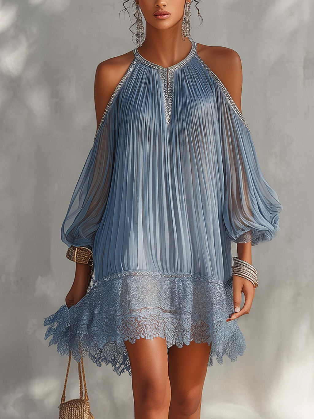 Luftiges Resort-Kleid mit Puffärmeln