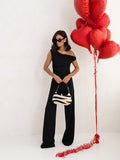 Eleganter Jumpsuit mit geradem Bein und Zierbändern – Bild 1 | LuxeStyle