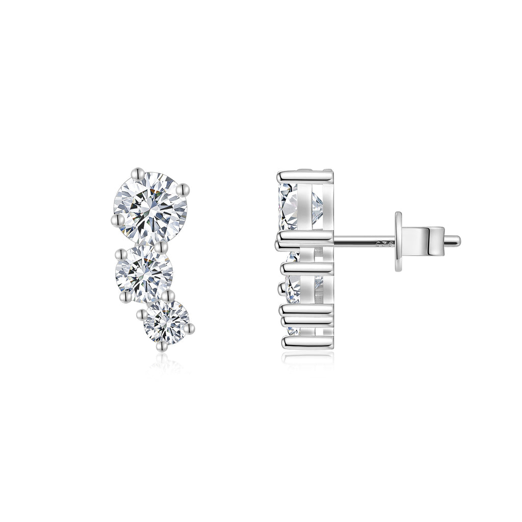 Moissanit-Ohrstecker «Trilogie» 1 ct · 925 Silber