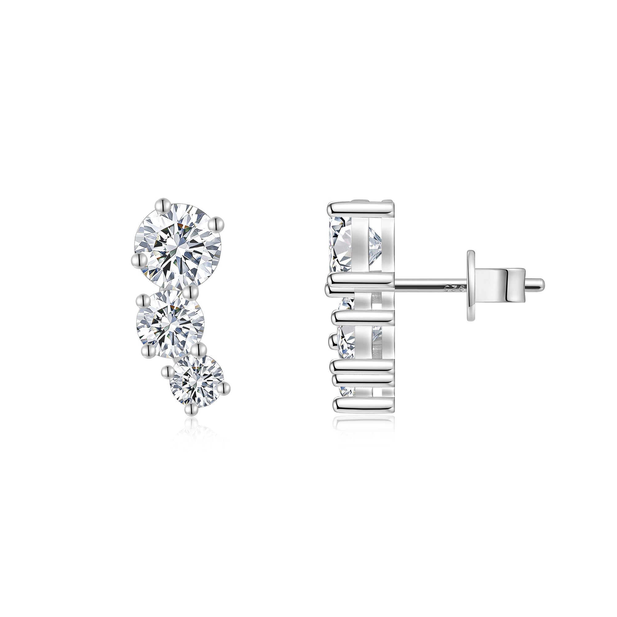 Moissanit-Ohrstecker «Trilogie» 1 ct · 925 Silber