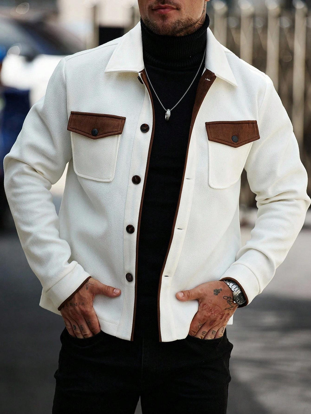 Fleckenjacke aus Wolle, colorblock