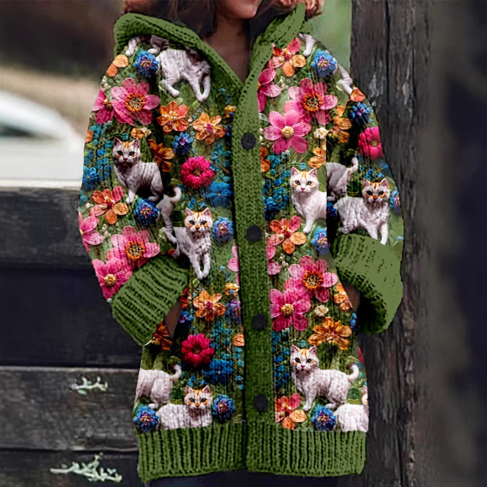 Cape-Jacke mit abstraktem 3D-Weihnachtsdruck