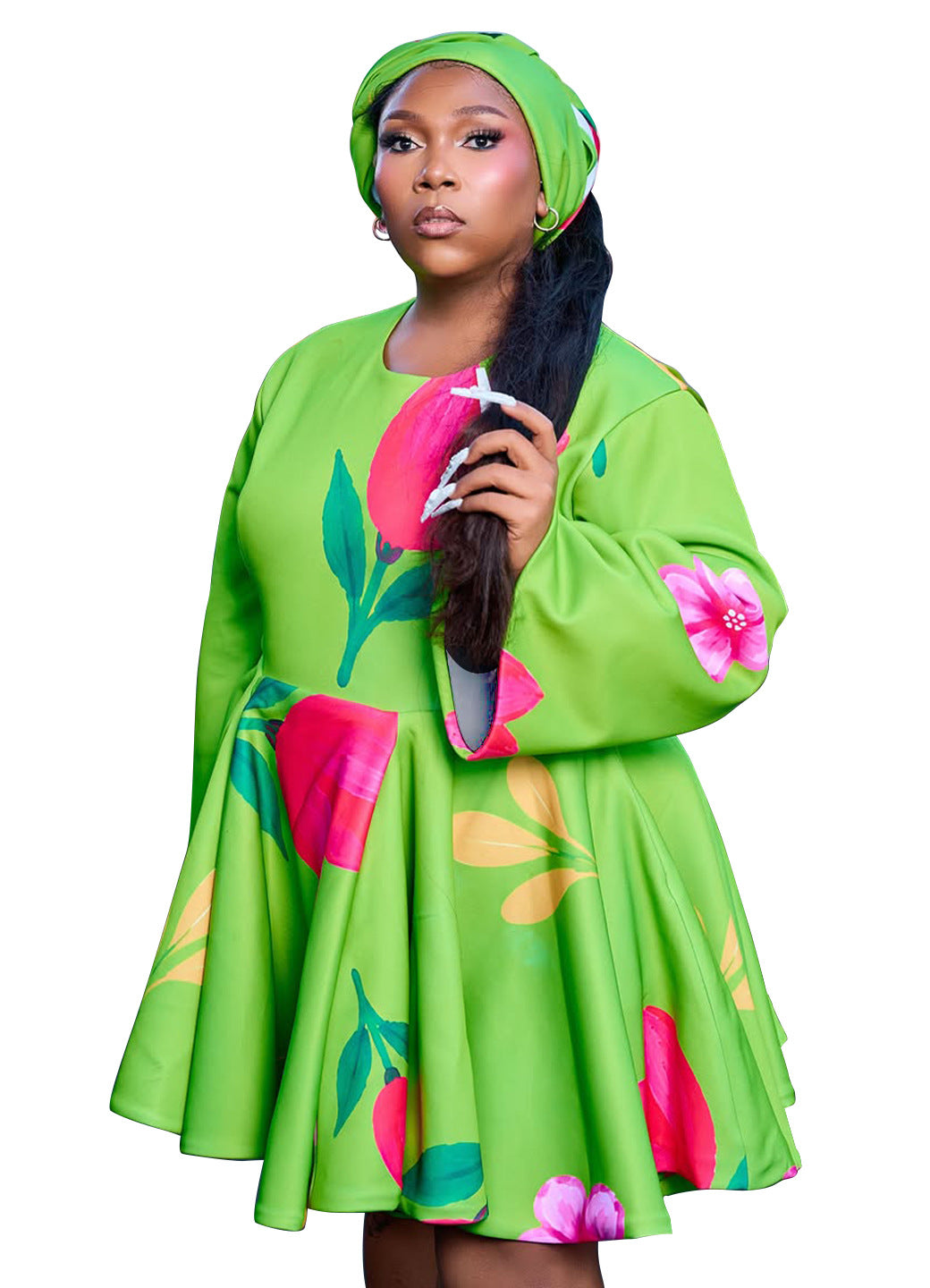 Langes Maxikleid mit Rundhals und weiten Ärmeln