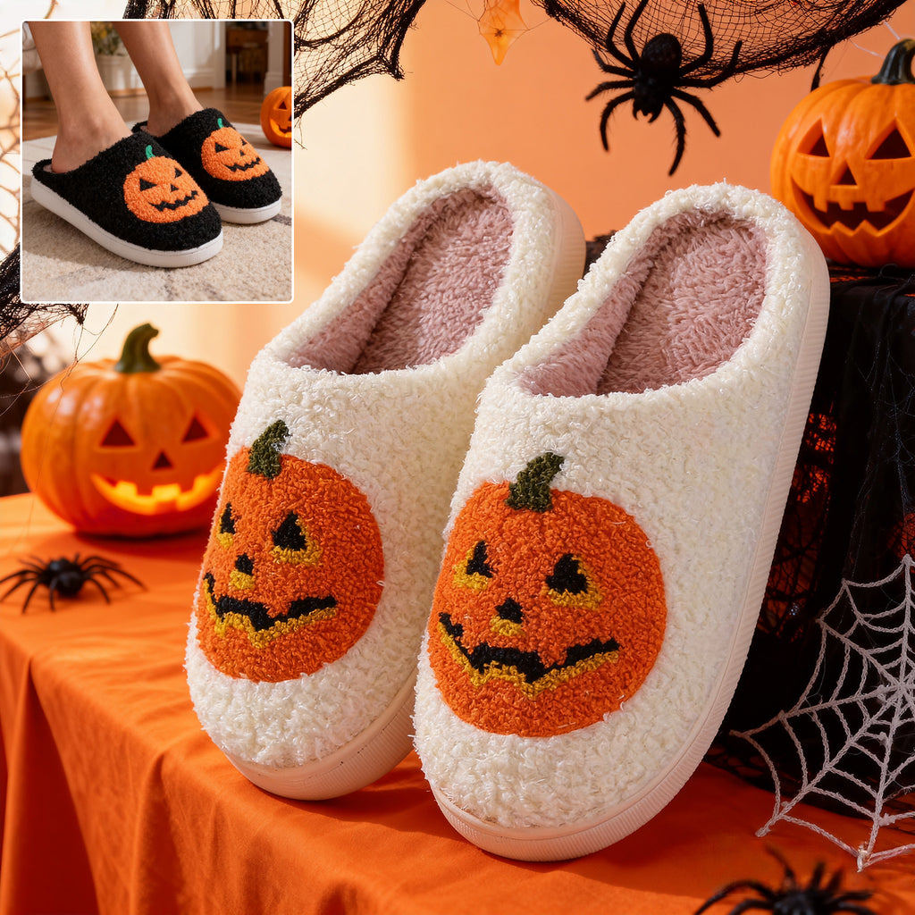 Flauschige Hausschuhe «Kürbis» · Halloween-Plüsch-Slipper