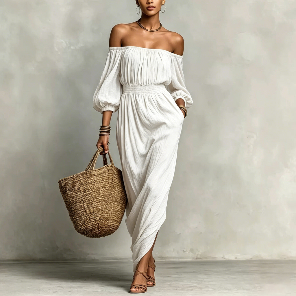 Off-Shoulder Freizeitkleid Uni – Bild 10 | LuxeStyle