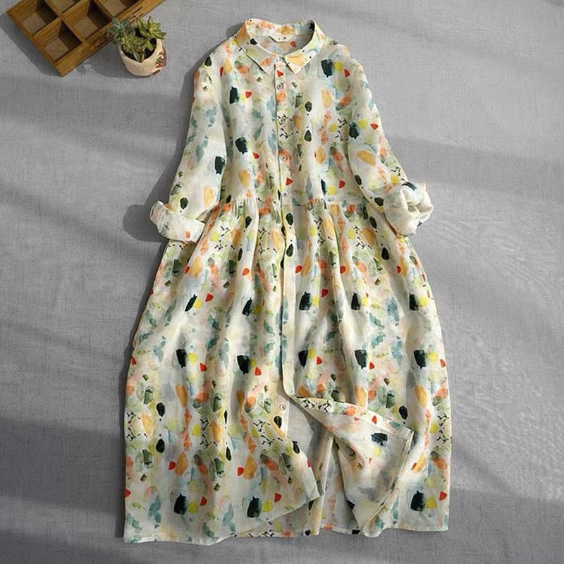 Blumen Midi-Kleid mit ¾-Ärmeln