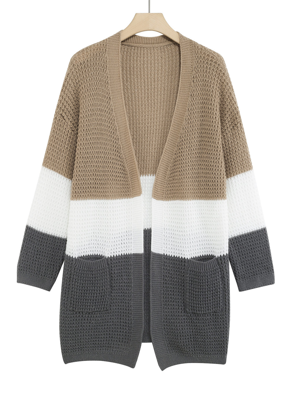 Boho Plus-Grösse Langarm Strickcardigan mit Laternenärmeln