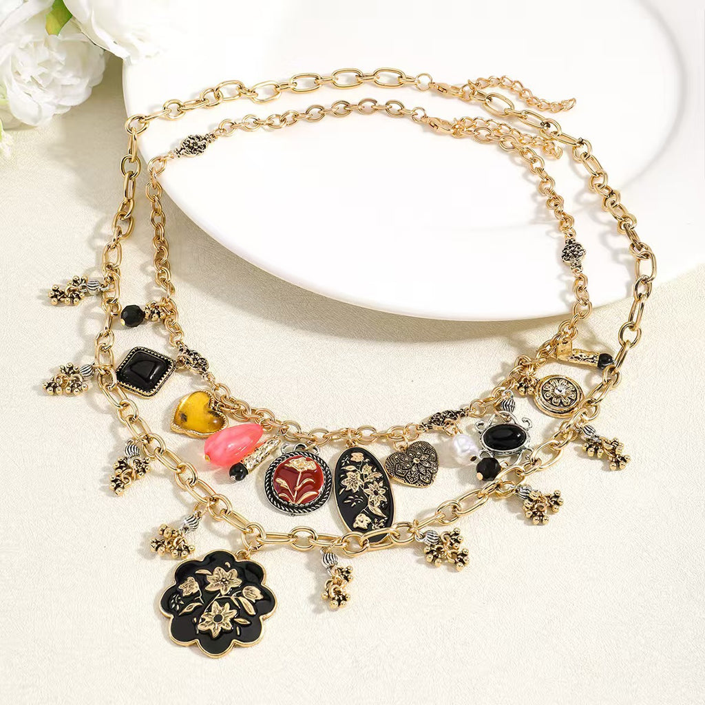 Blumen-Halsketten-Set im Bohème-Stil