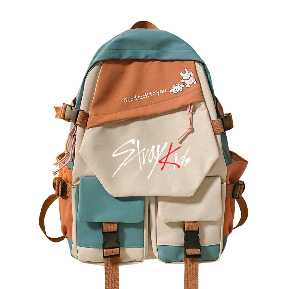 Reise-Schulrucksack mit Kontrastfarben