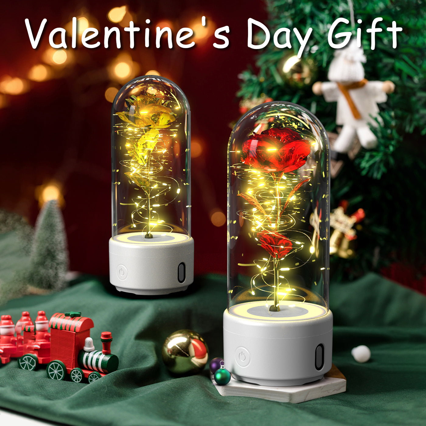 LED Rose mit Bluetooth-Speaker im Glas