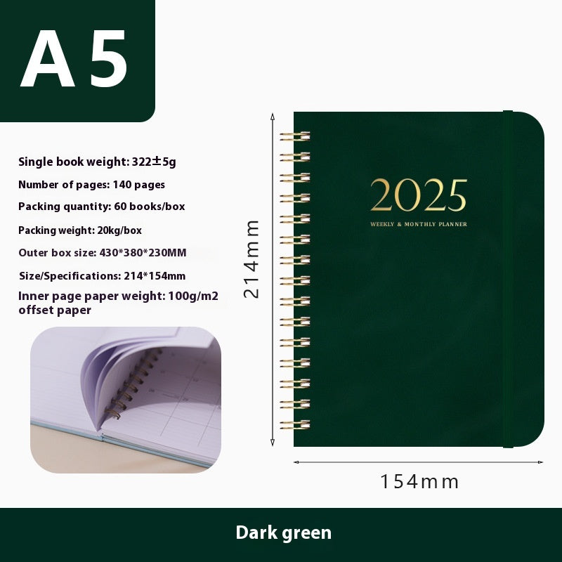 Kunstleder-Notizbuch mit Metallspirale A5 | LuxeStyle