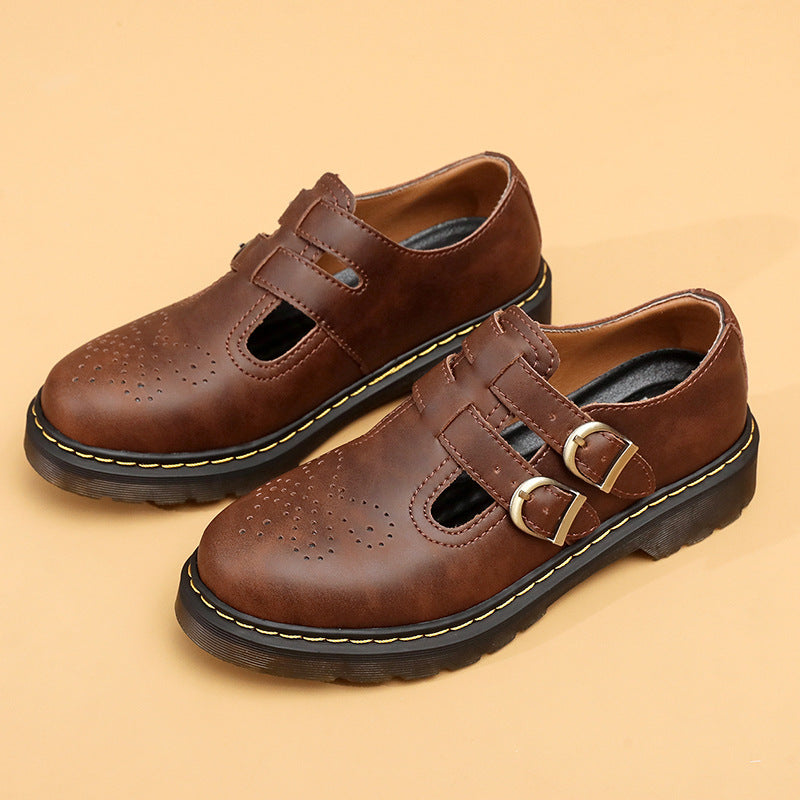 Mary Jane Flats aus Spaltleder