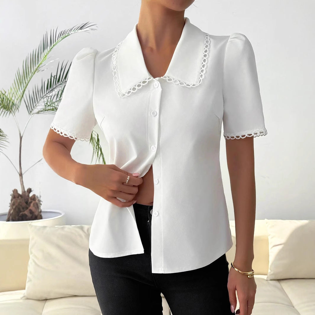 Chiffonbluse mit kurzen Ärmeln – Bild 4 | LuxeStyle