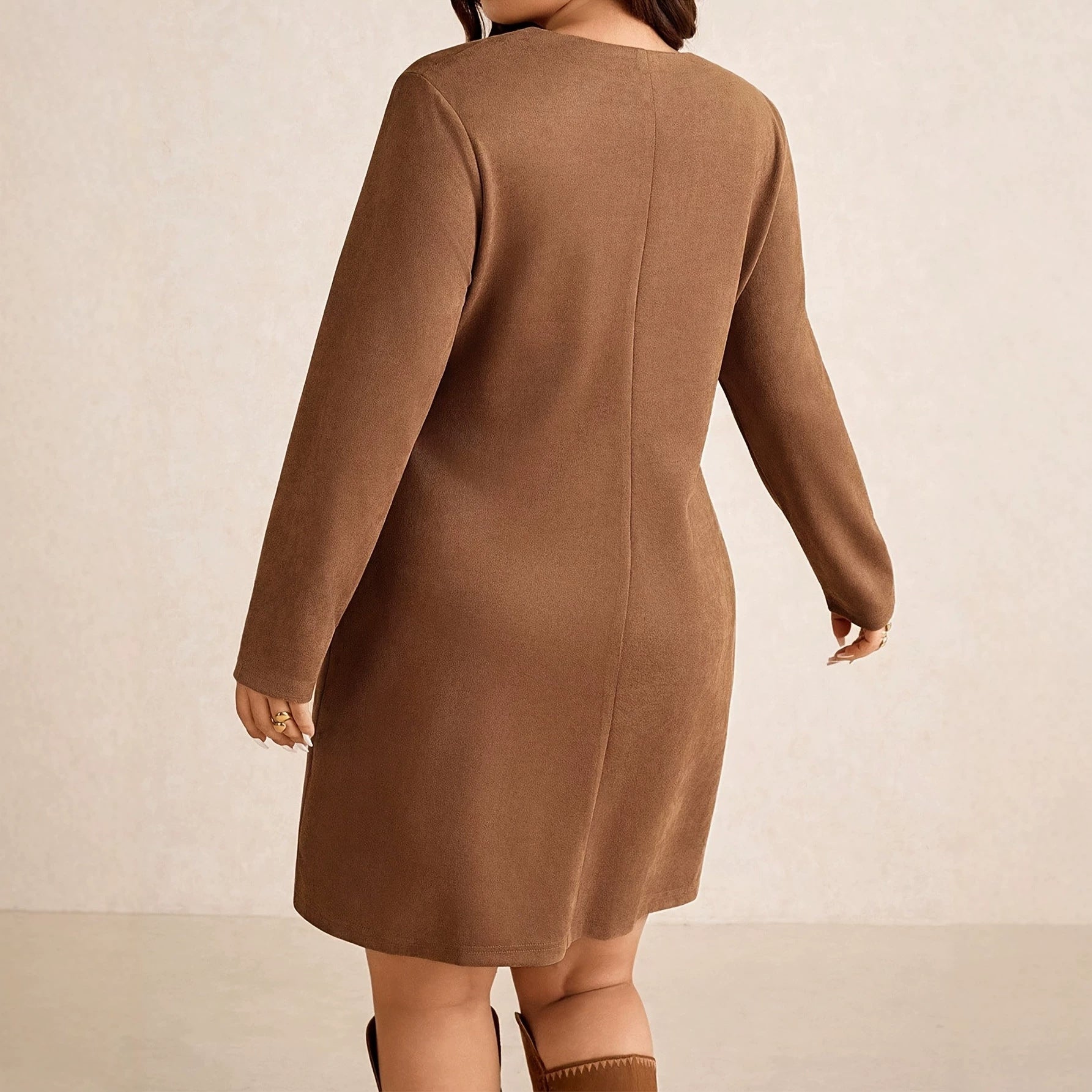 Elegantes A-Linien Midikleid mit Rundhals