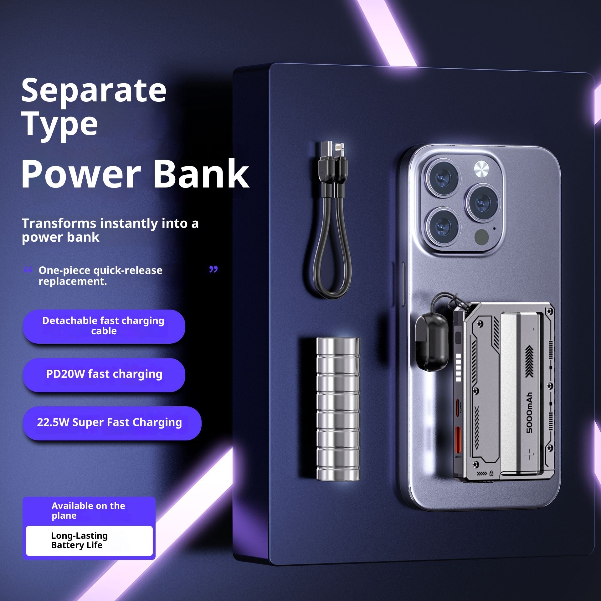 Mini Powerbank – Abnehmbare Zylinderzellen