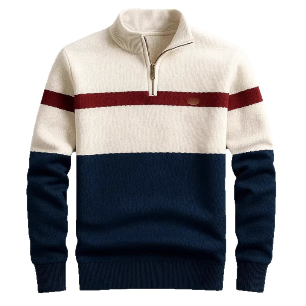Herren Strickpullover mit Stehkragen und Half-Zip