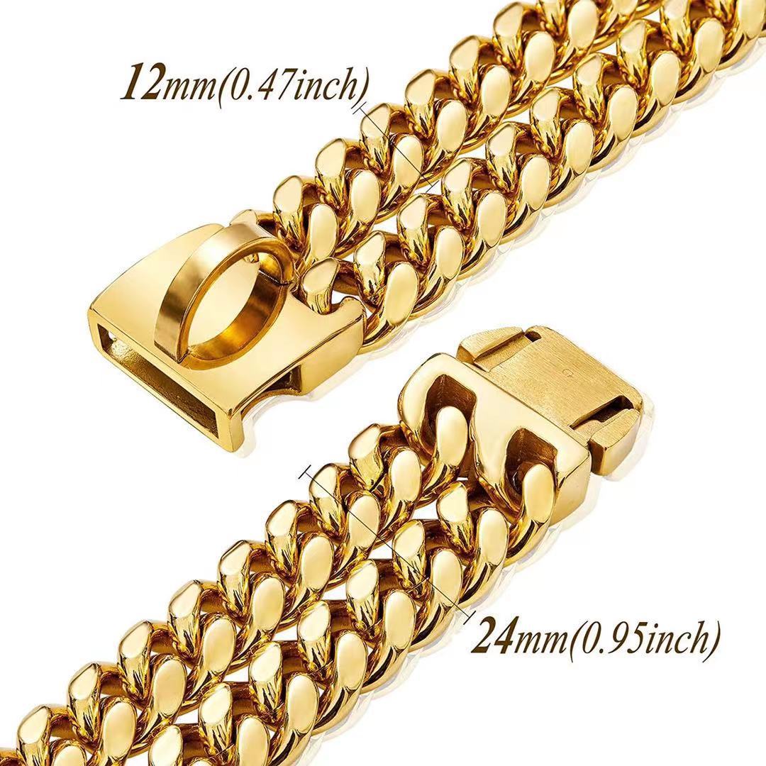 Doppelreihiges Gold-Hundehalsband – Bild 4 | LuxeStyle