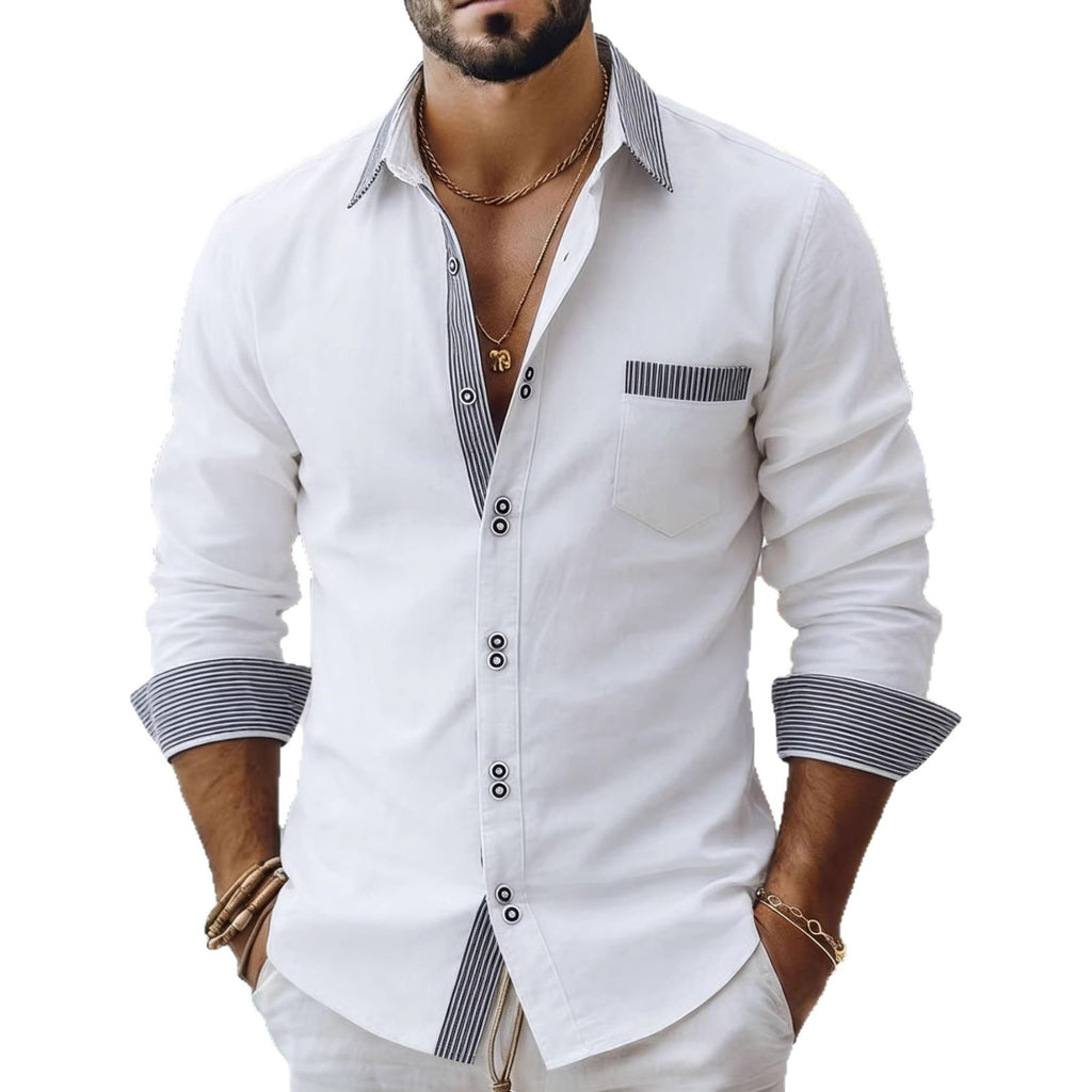 Herren Langarmhemd gestreift mit Doppelschnalle – Bild 5 | LuxeStyle
