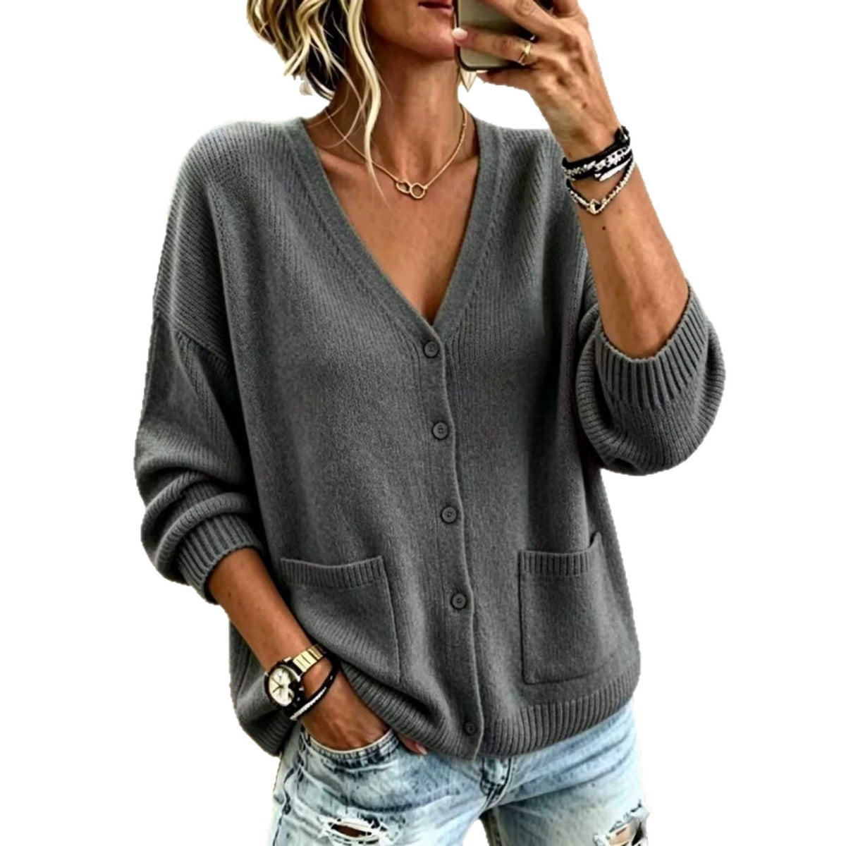 Eleganter Cardigan mit Drop-Shoulder Ärmeln – Bild 10 | LuxeStyle