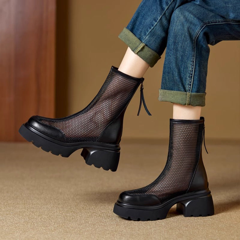 Atmungsaktiver Chunky Heel Boot