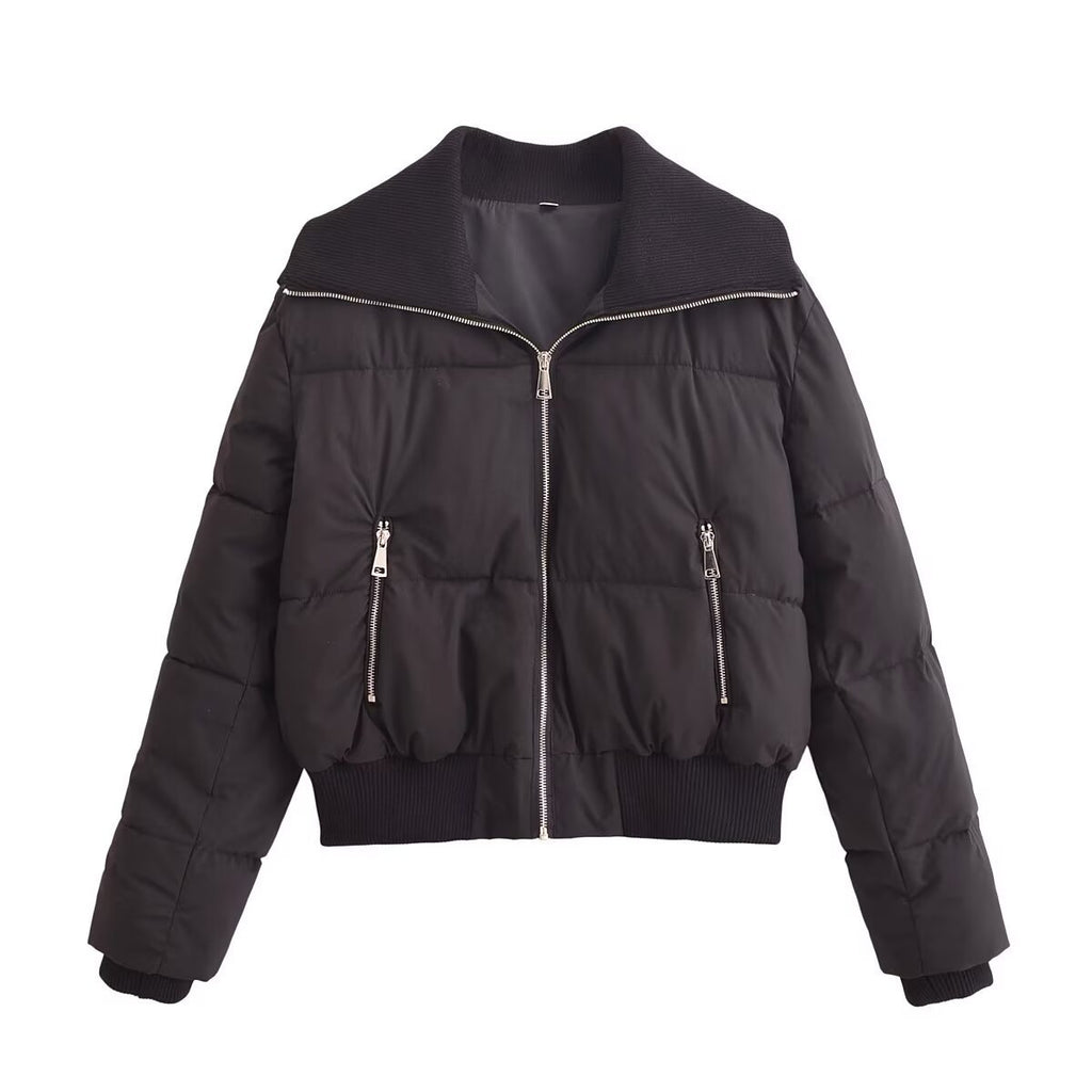 Gerippte Baumwoll-Steppjacke im Street-Style