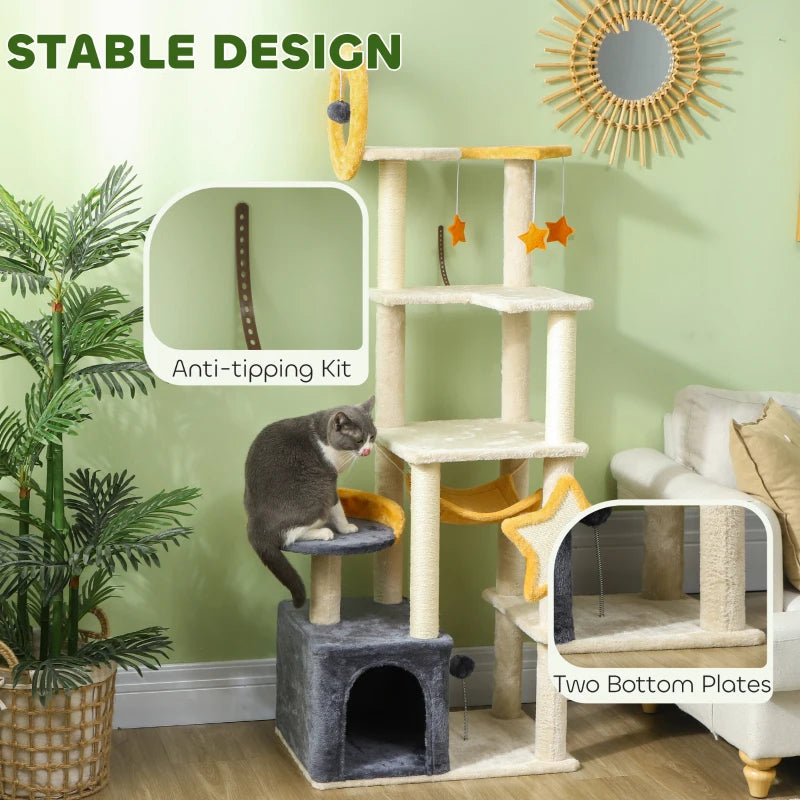 PawHut Katzenbaum Mond & Sterne Beige