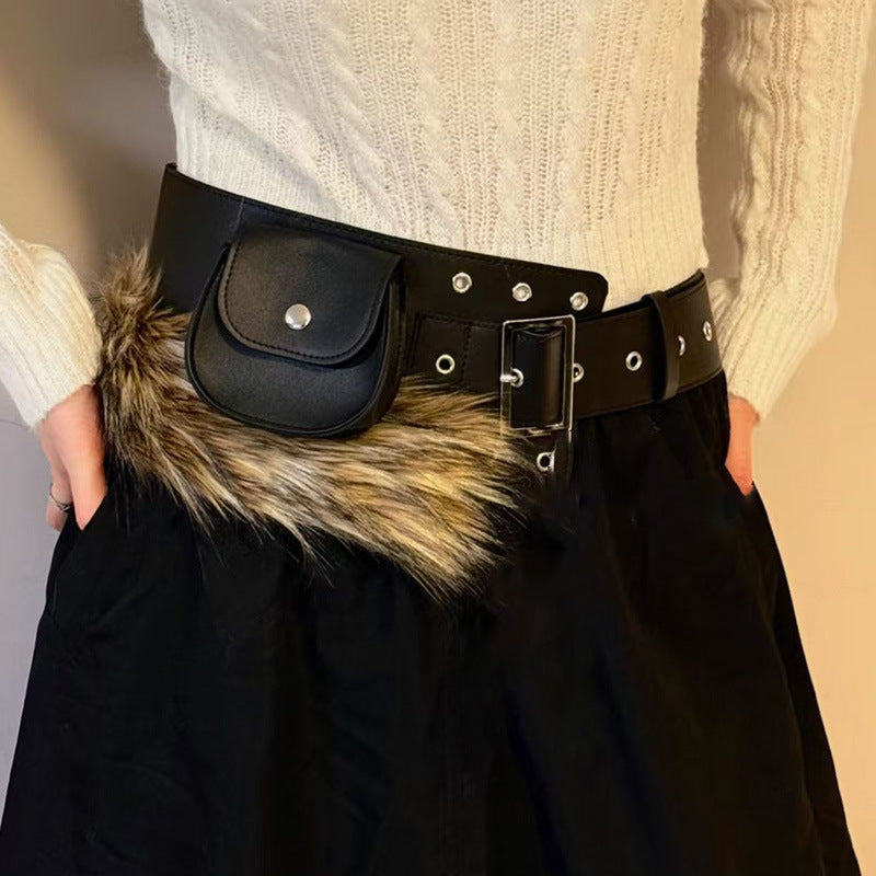 Fluffiger Patchwork-Gürtel mit Lippenstift‑Tasche – Bild 3 | LuxeStyle
