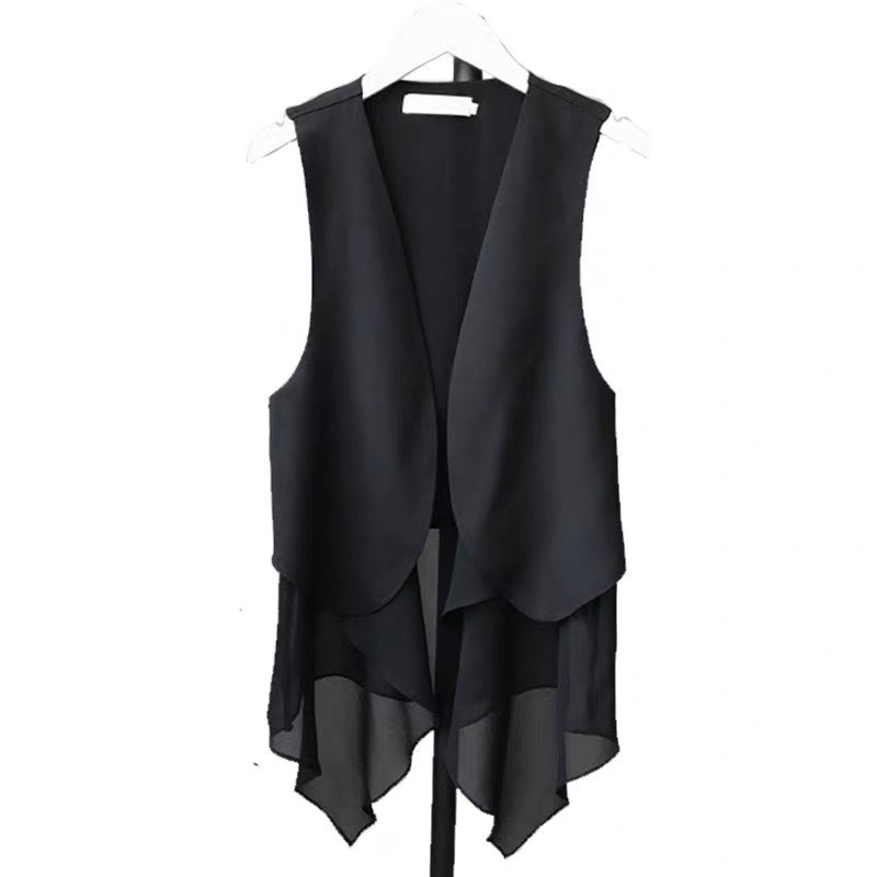 Ärmellose Chiffon-Weste im Korea-Stil