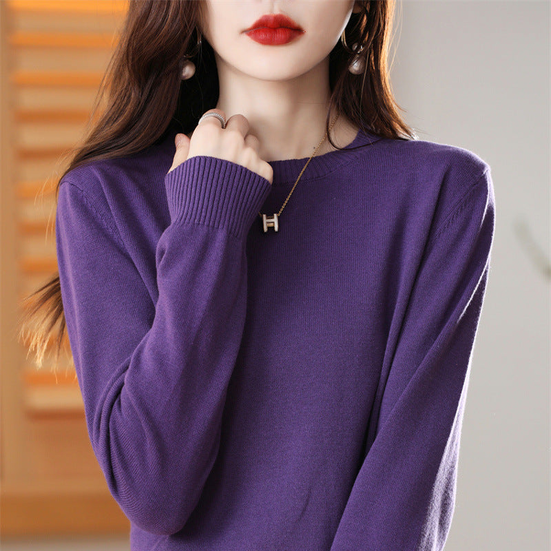 Damen Strickpullover mit Rundhals und langen Ärmeln