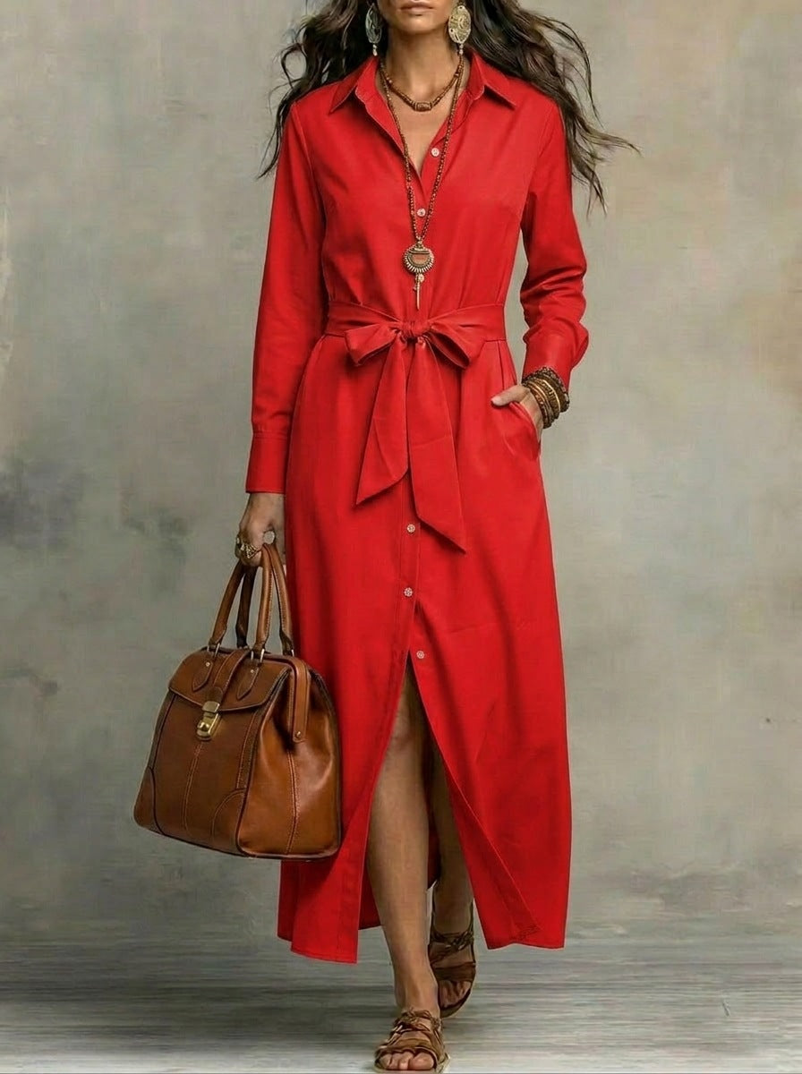 Elegantes Langarm-Kleid mit Schnürung