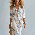 Boho-Chic Resort-Set: Hemd & weite Hose für Damen