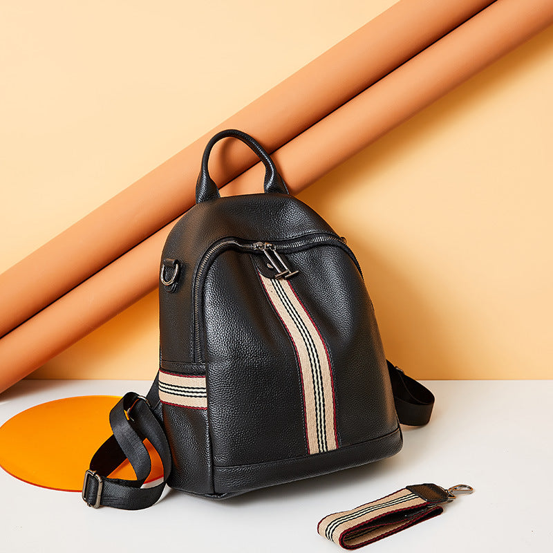 Rucksack aus echtem Leder mit Ziernähten – Bild 4 | LuxeStyle