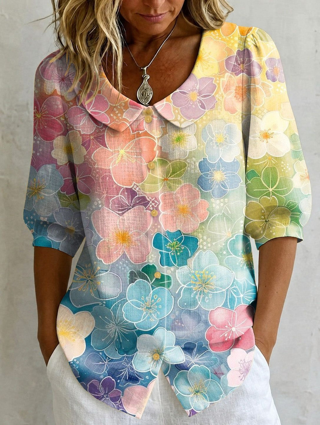 Damen Print-Top mit 3D-Effekt