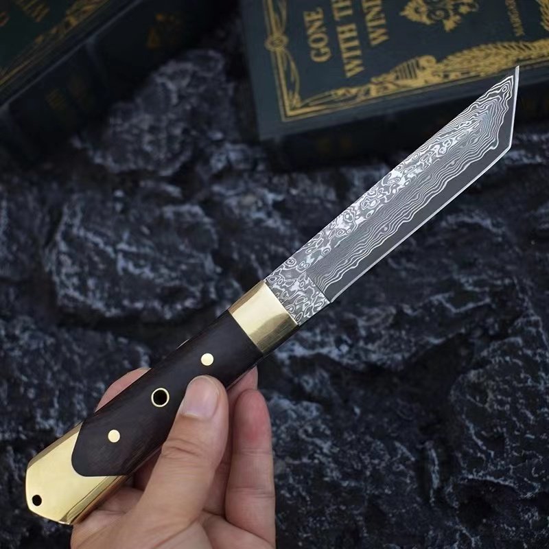 Japanisches Damast-Messer mit Ebenholzgriff