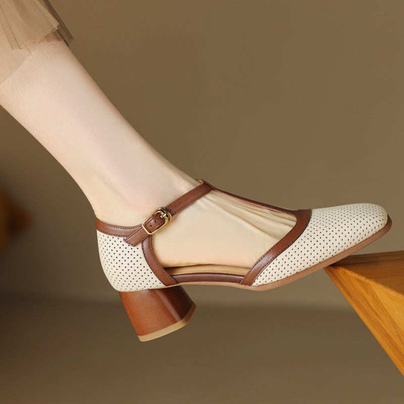 Mule-Sandalen aus Leder mit Farbblock-Design