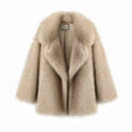 Mid-Length Kunstpelzmantel mit Blazer-Kragen – Ansicht 2
