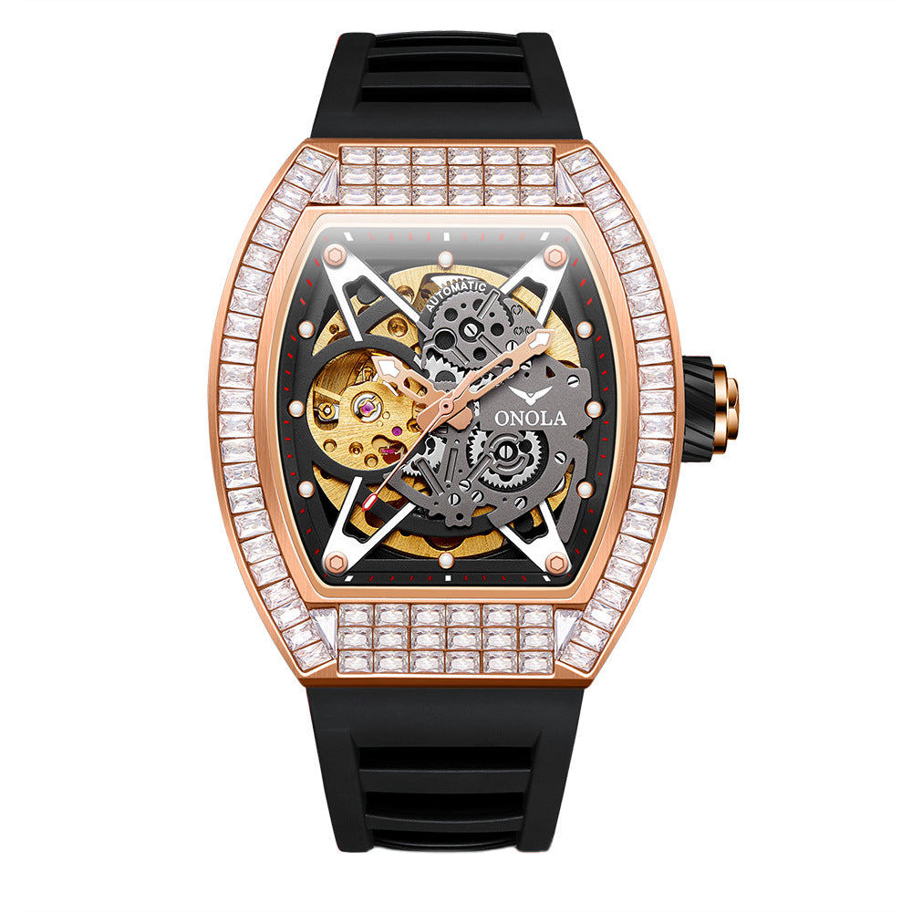 Hollow Automatik-Uhren Herren Silikonarmband wasserdicht