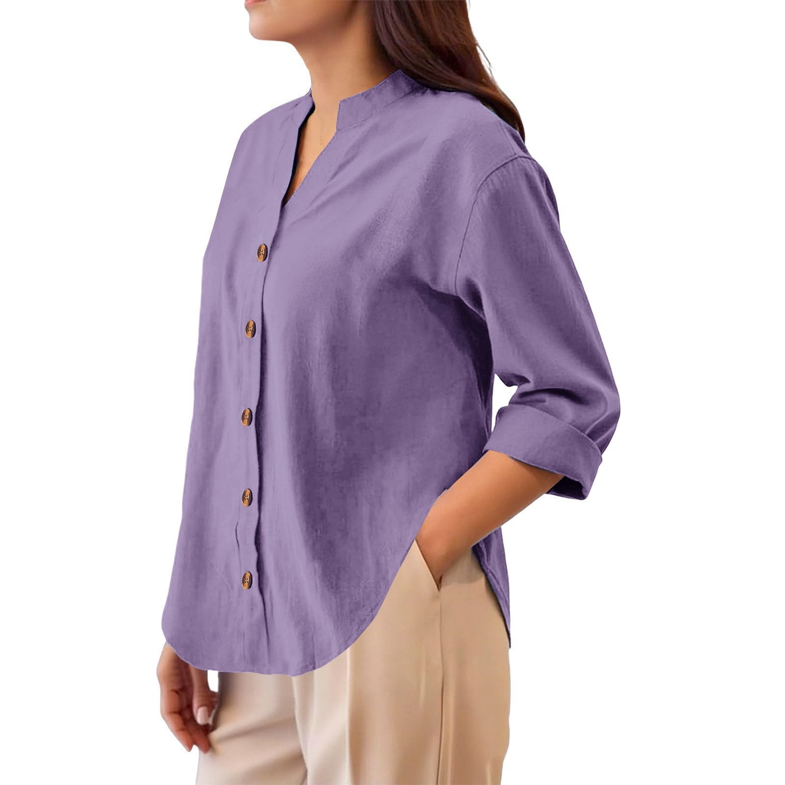 Leichte Baumwoll-Leinen Cardigan Bluse