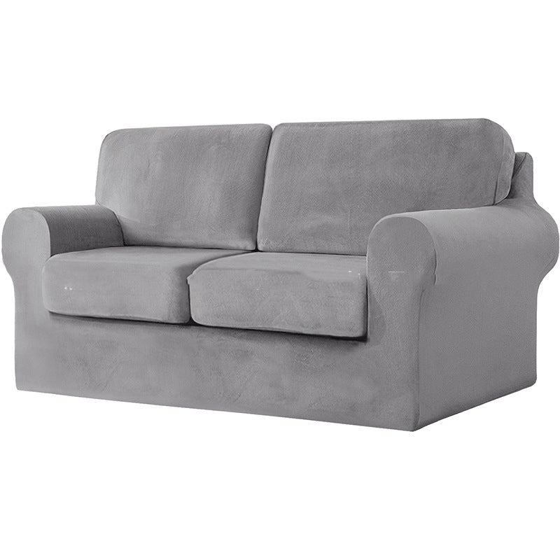 Stretch Samt Sofaüberzug "Silver Fox"