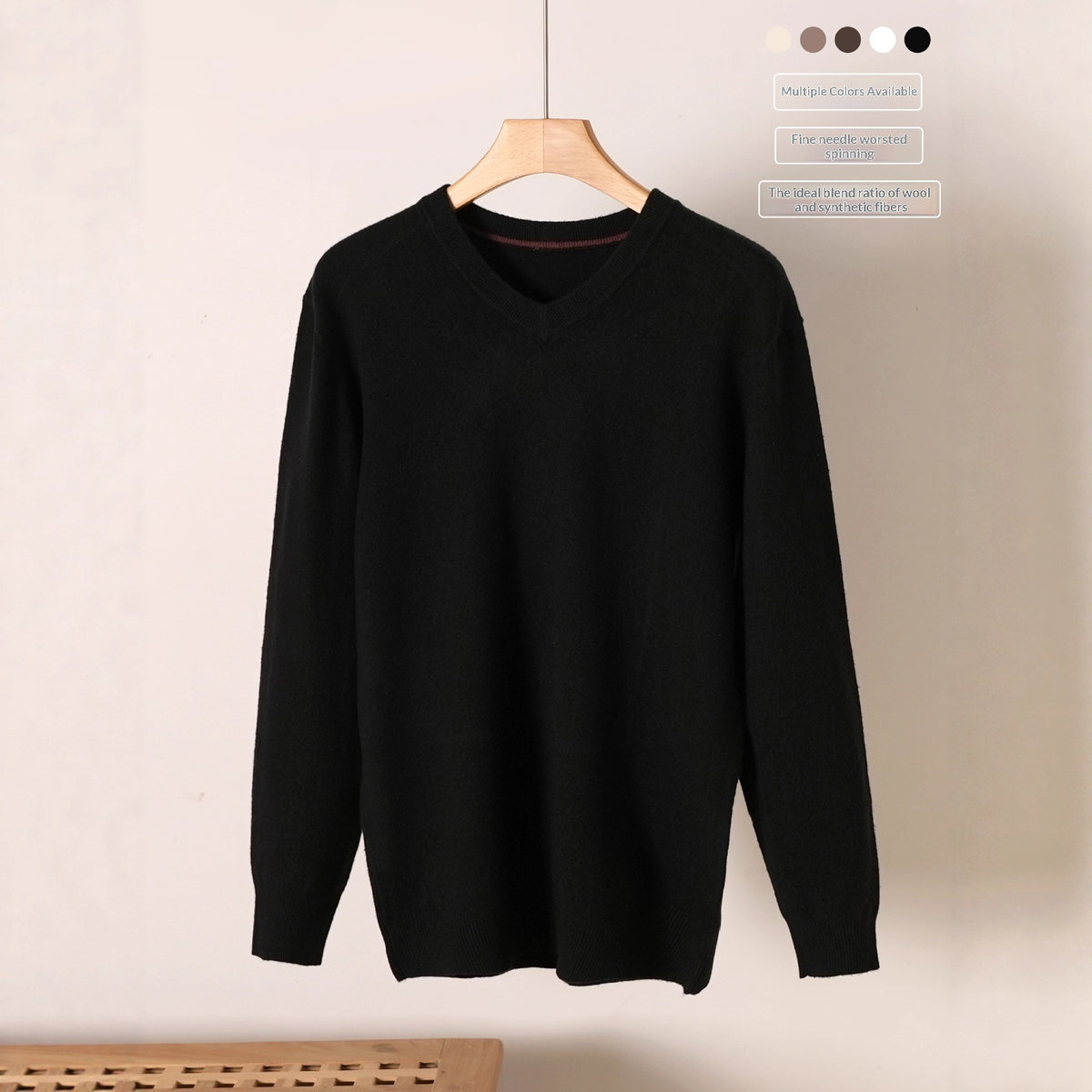 Herren V-Ausschnitt Pullover aus Wollmischung – Bild 6 | LuxeStyle