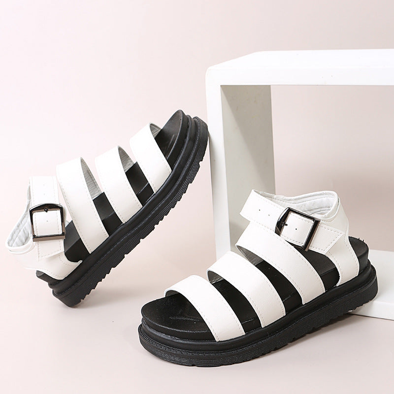 Römer Sandalen mit offener Spitze und Schnalle – Bild 4 | LuxeStyle
