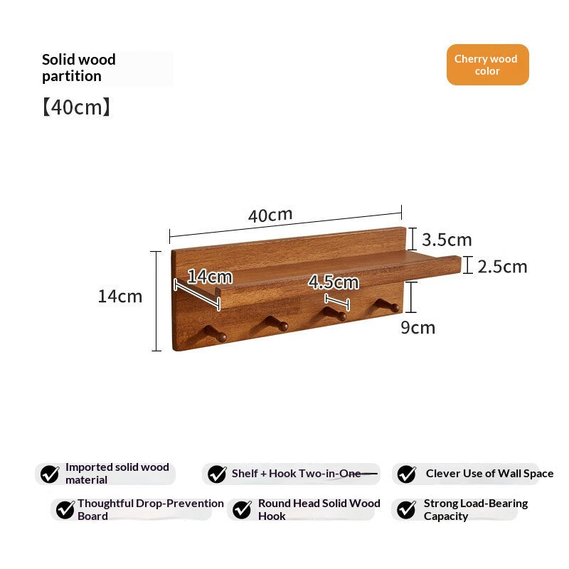 Wandregal aus Massivholz mit Haken