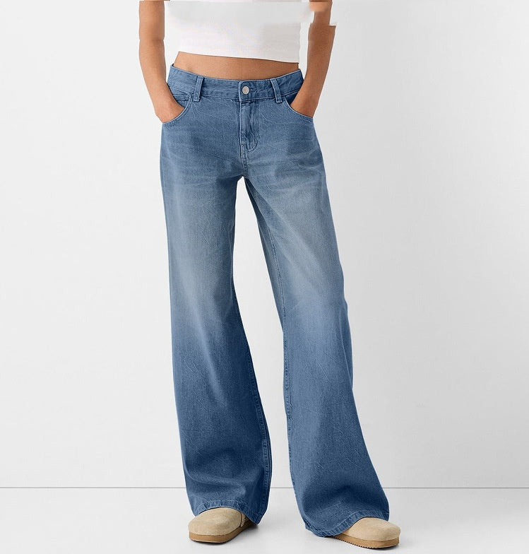 Weite Damenjeans in Uni-Farben