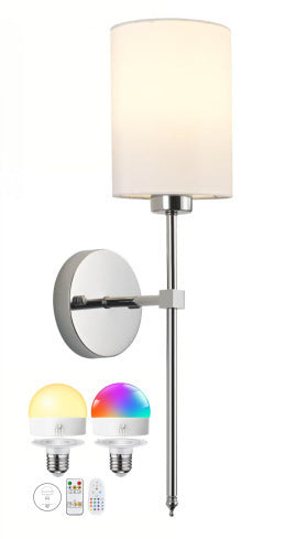 Zylindrische RGB Wandleuchte mit Stoffschirm – Bild 17 | LuxeStyle