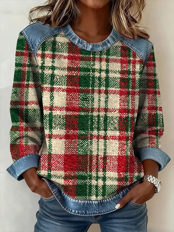 3D Digital-Print Crew-Neck Langarm-Sweatshirt