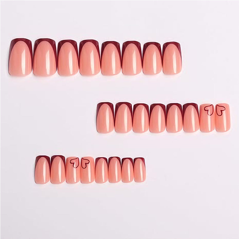 Press On Nails zum Valentinstag, Weinrot Herz – Ansicht 6