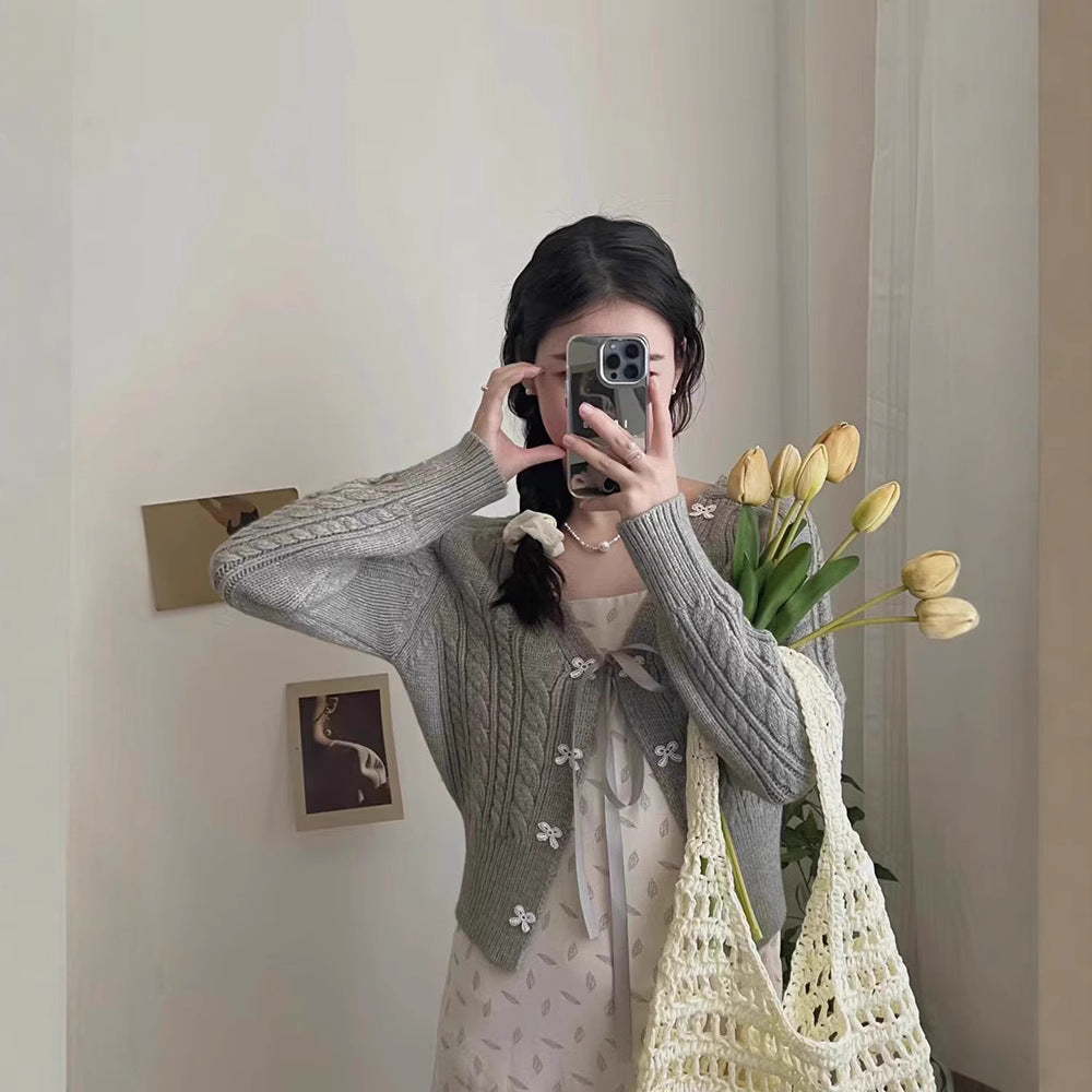 Strick-Cardigan mit Schleife