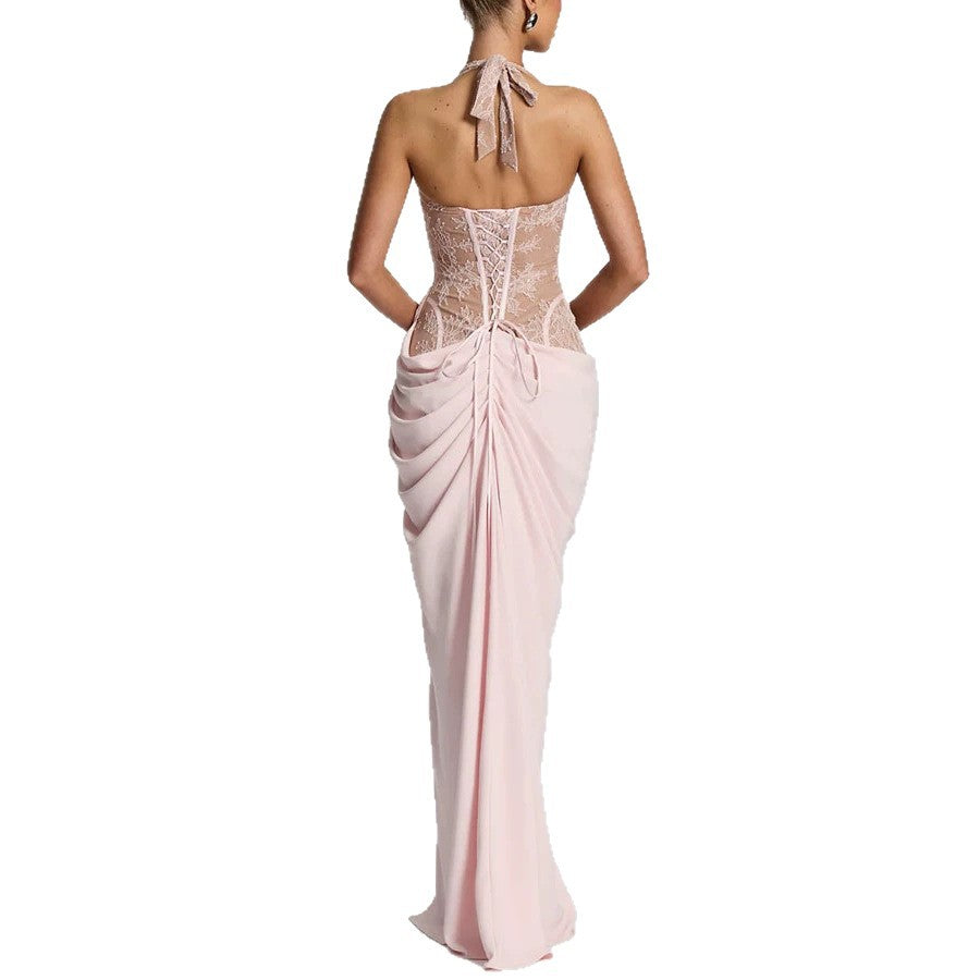Halterneck-Patchwork-Kleid Floral