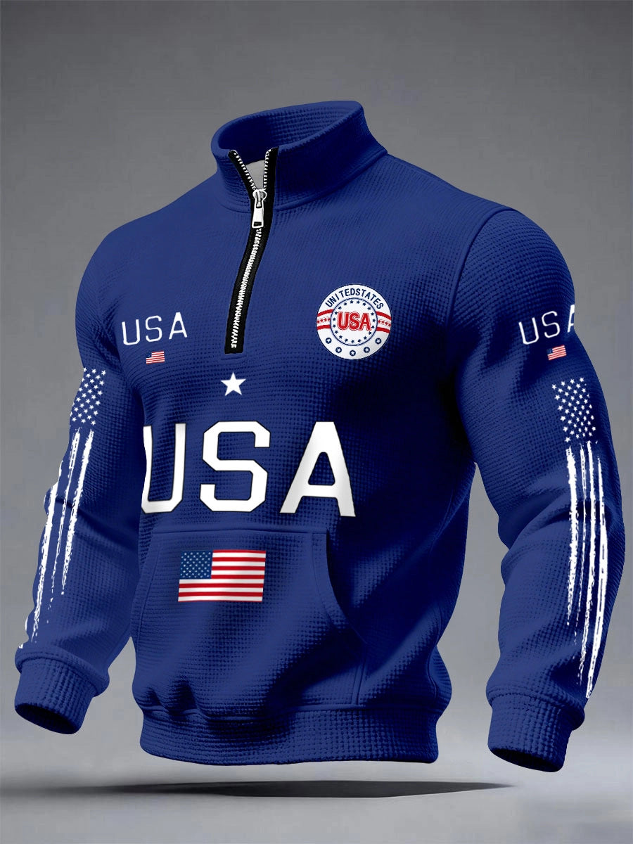 Herren-Sweatshirt mit Stehkragen und Aufsatztasche – Bild 6 | LuxeStyle