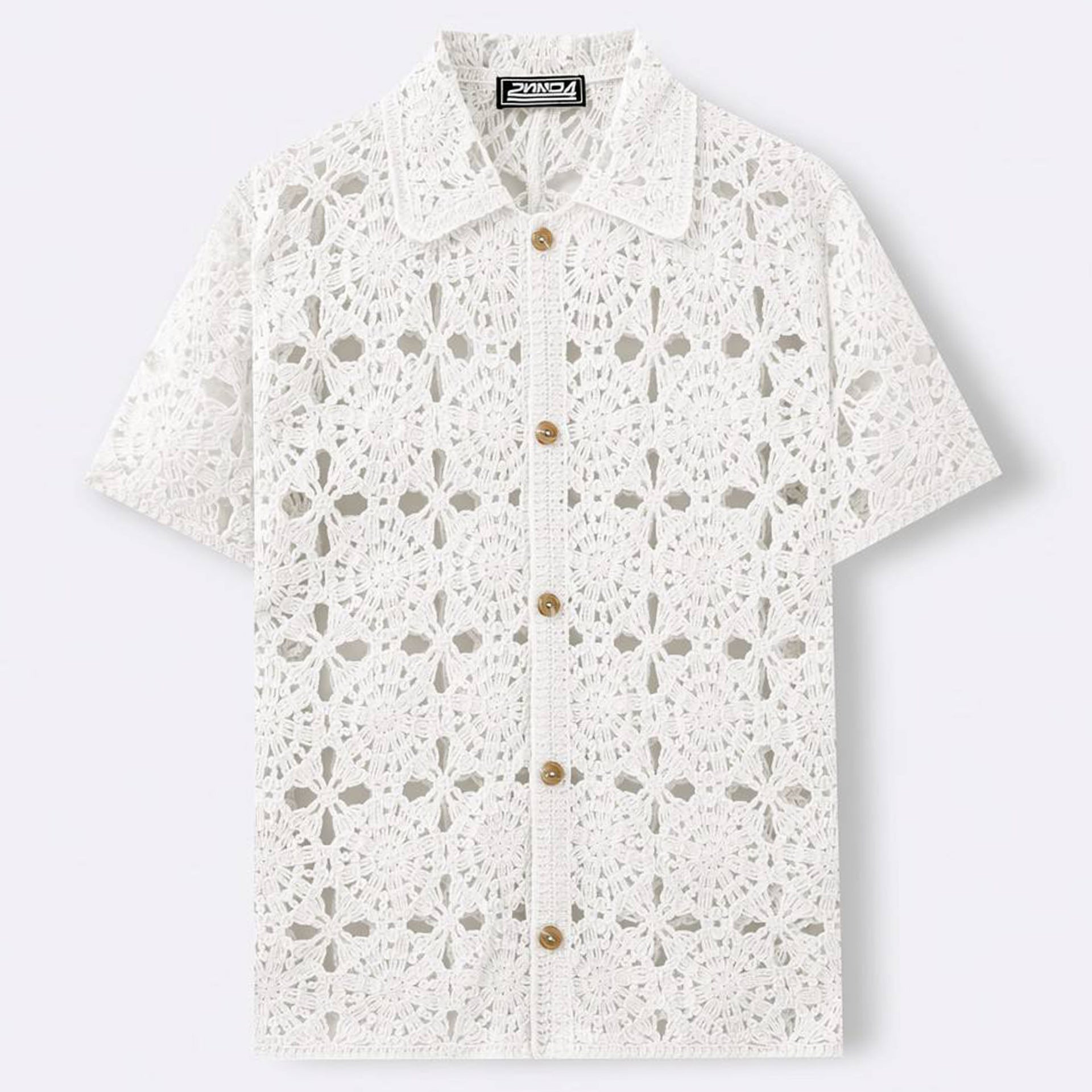 Herren Sommer Kurzarm-Crochet-Shirt